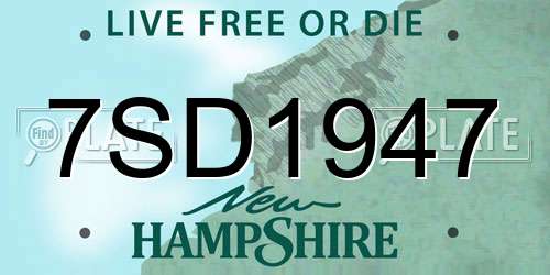7SD1947 New Hampshire License Plate