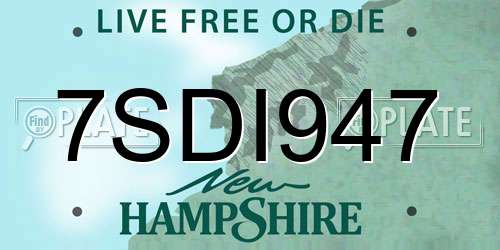 7SDI947 New Hampshire License Plate