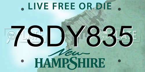 7SDY835 New Hampshire License Plate