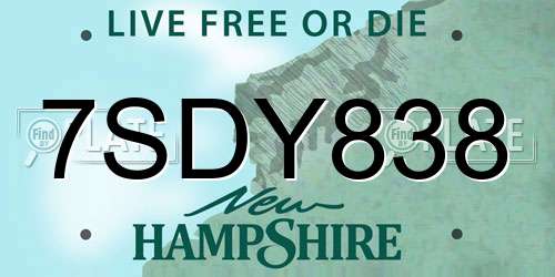 7SDY838 New Hampshire License Plate