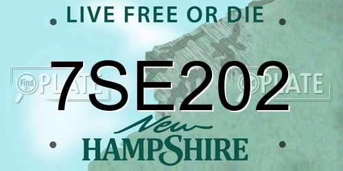 7SE202 New Hampshire License Plate
