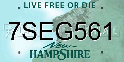 7SEG561 New Hampshire License Plate