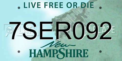 7SER092 New Hampshire License Plate