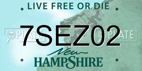 7SEZ02 New Hampshire License Plate