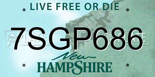 7SGP686 New Hampshire License Plate