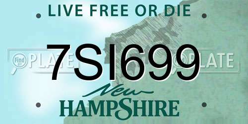 7SI699 New Hampshire License Plate