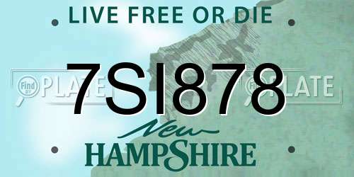 7SI878 New Hampshire License Plate