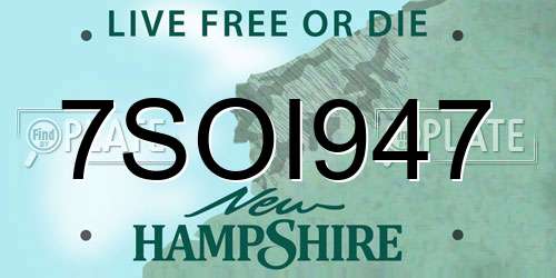 7SOI947 New Hampshire License Plate
