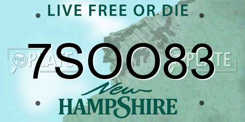 7SOO83 New Hampshire License Plate