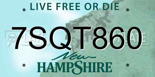 7SQT860 New Hampshire License Plate