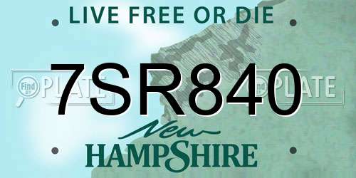 7SR840 New Hampshire License Plate
