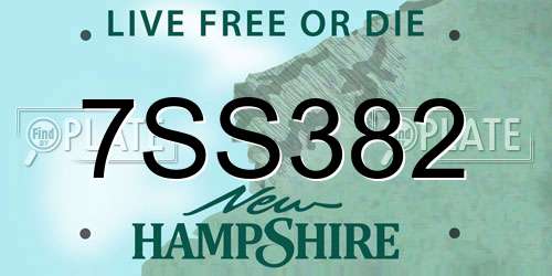 7SS382 New Hampshire License Plate