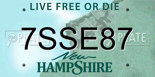 7SSE87 New Hampshire License Plate