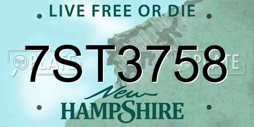 7ST3758 New Hampshire License Plate