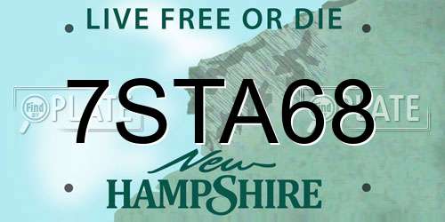 7STA68 New Hampshire License Plate