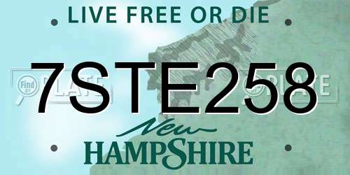 7STE258 New Hampshire License Plate