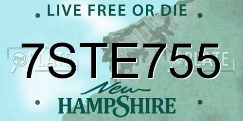 7STE755 New Hampshire License Plate