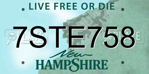 7STE758 New Hampshire License Plate
