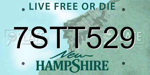 7STT529 New Hampshire License Plate