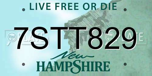 7STT829 New Hampshire License Plate