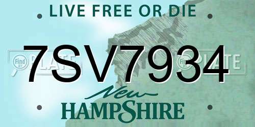 7SV7934 New Hampshire License Plate