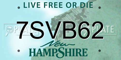 7SVB62 New Hampshire License Plate