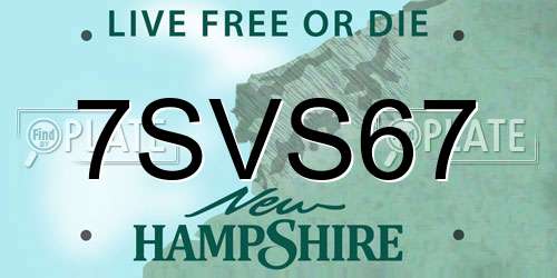 7SVS67 New Hampshire License Plate