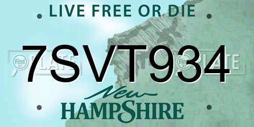 7SVT934 New Hampshire License Plate