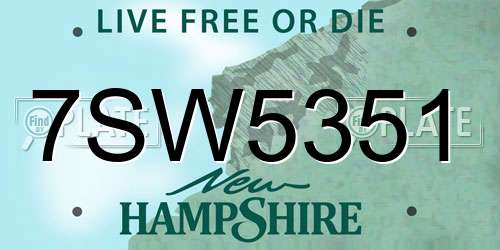 7SW5351 New Hampshire License Plate