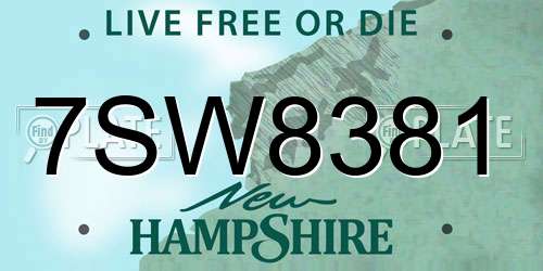 7SW8381 New Hampshire License Plate