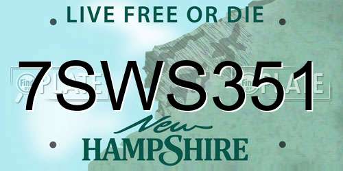 7SWS351 New Hampshire License Plate