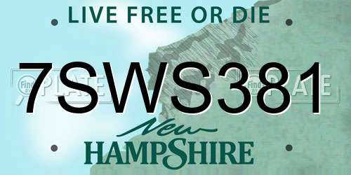 7SWS381 New Hampshire License Plate