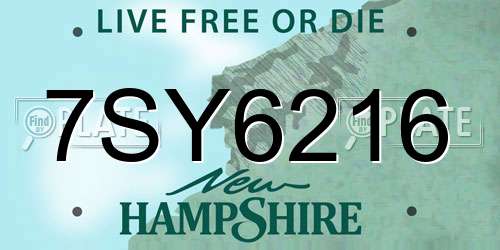 7SY6216 New Hampshire License Plate