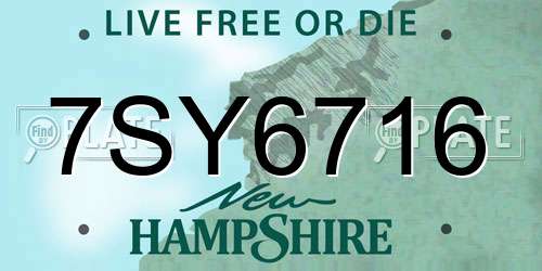 7SY6716 New Hampshire License Plate