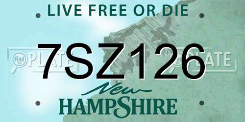7SZ126 New Hampshire License Plate