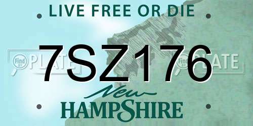 7SZ176 New Hampshire License Plate