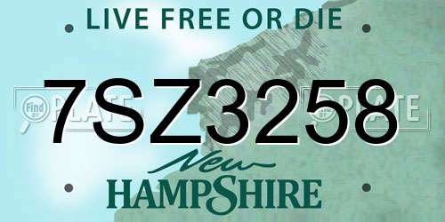 7SZ3258 New Hampshire License Plate