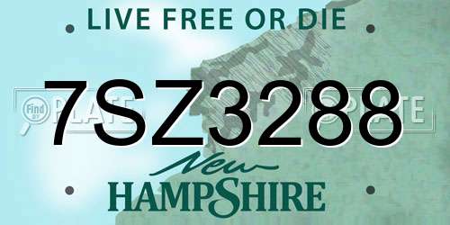 7SZ3288 New Hampshire License Plate