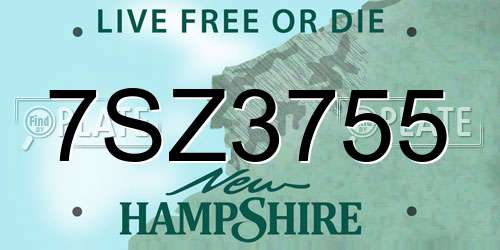 7SZ3755 New Hampshire License Plate
