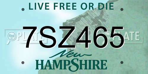 7SZ465 New Hampshire License Plate