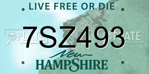 7SZ493 New Hampshire License Plate