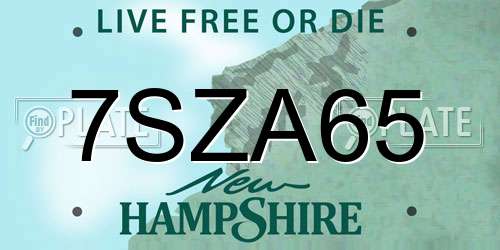 7SZA65 New Hampshire License Plate