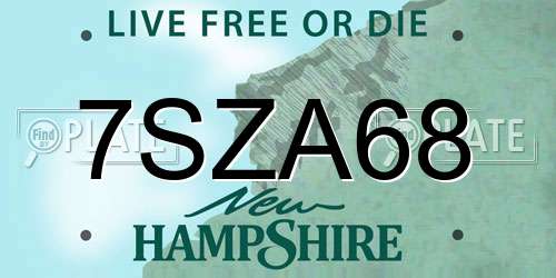 7SZA68 New Hampshire License Plate
