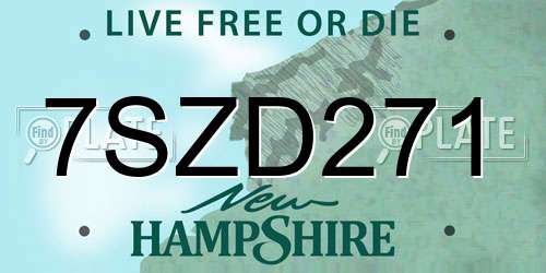 7SZD271 New Hampshire License Plate