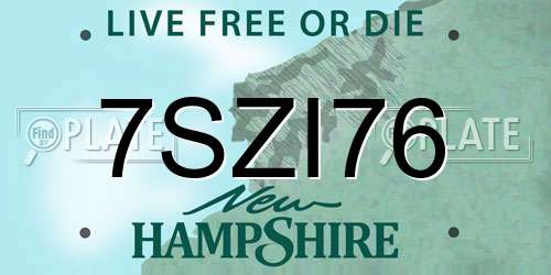 7SZI76 New Hampshire License Plate