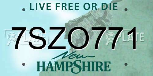 7SZO771 New Hampshire License Plate