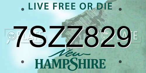 7SZZ829 New Hampshire License Plate