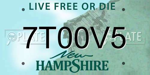 7T00V5 New Hampshire License Plate