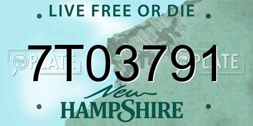 7T03791 New Hampshire License Plate
