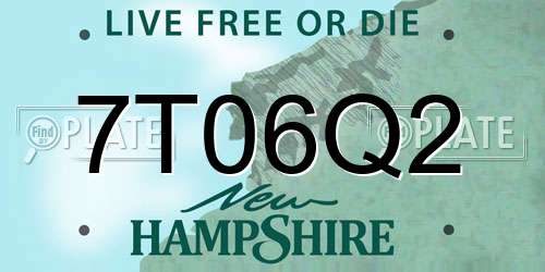7T06Q2 New Hampshire License Plate